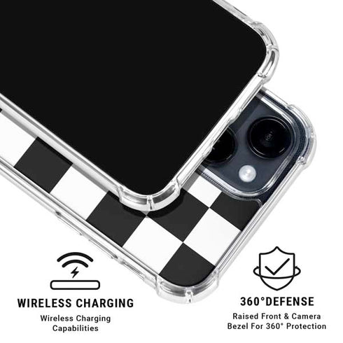 Black and White Checkered iPhone 15 Clear Case